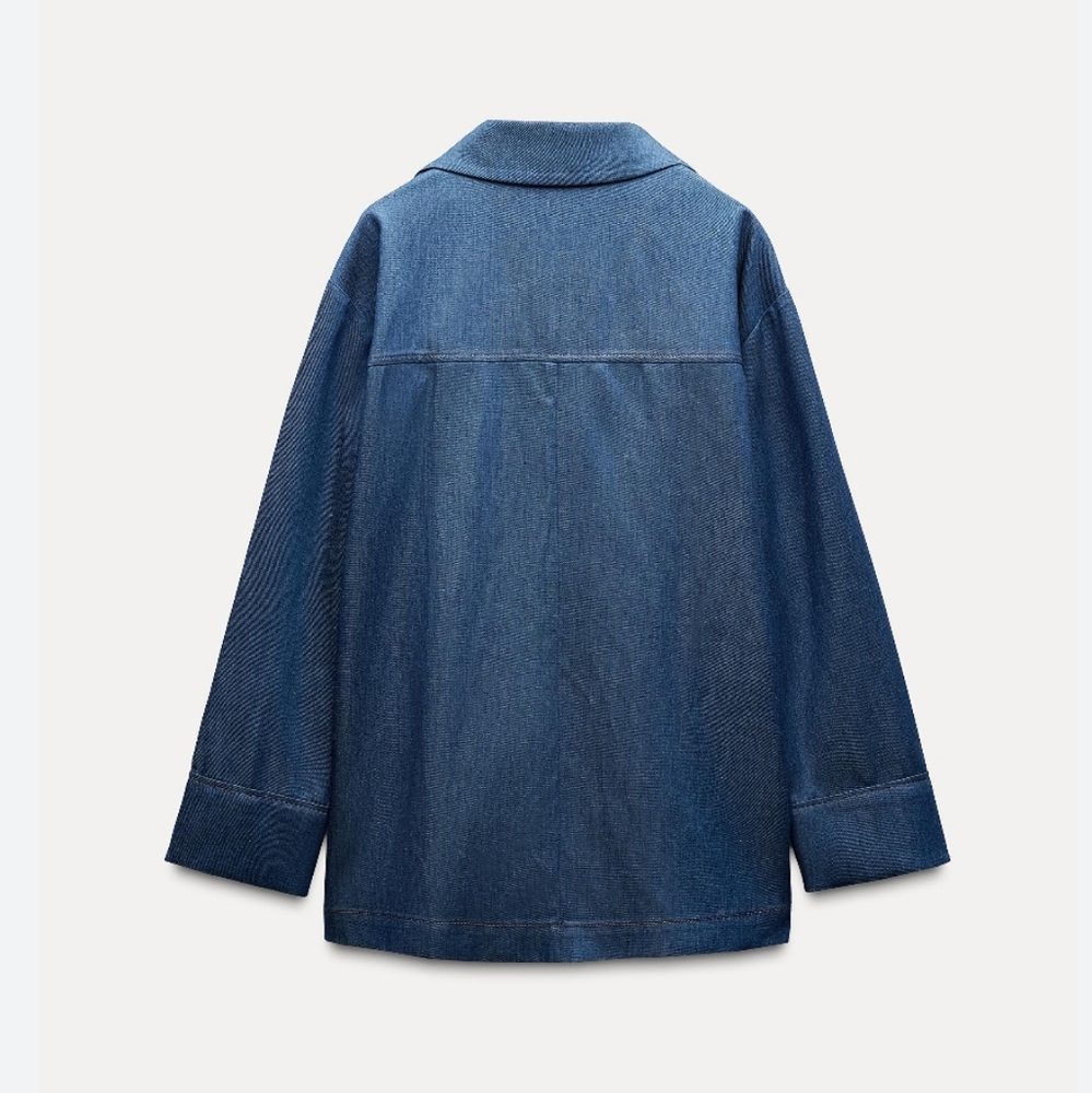 DENIM EFFECT OVERSIZED BLAZER SIZE L - Picture 8 of 10